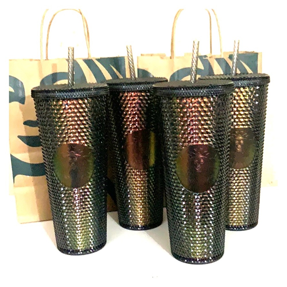 Starbucks,  black , studded, iridescent tumblers